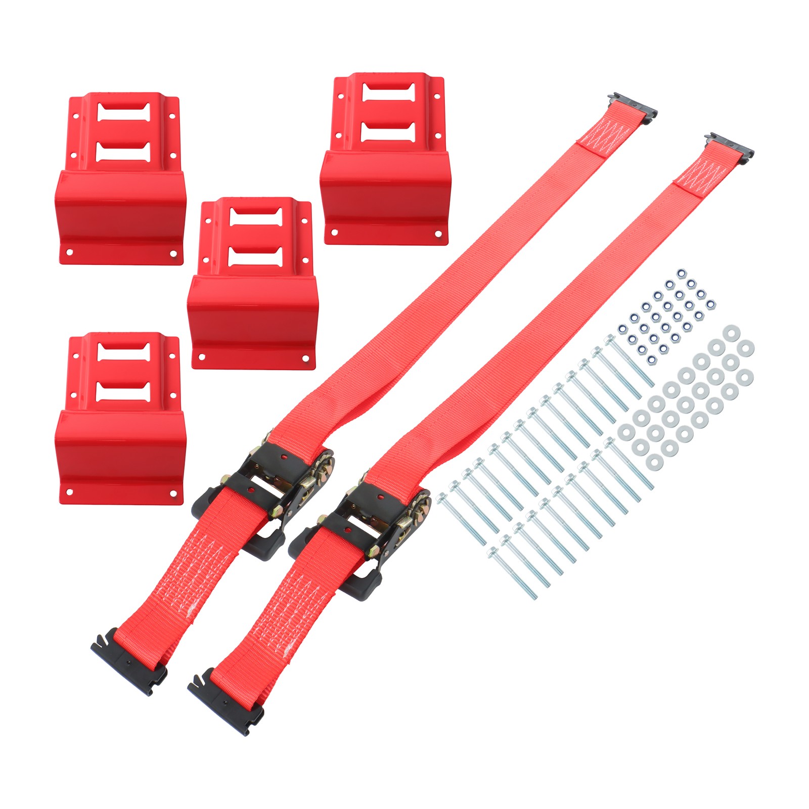 rail wheel 1 set red E-type guide wedge + 8' red ratchet strap