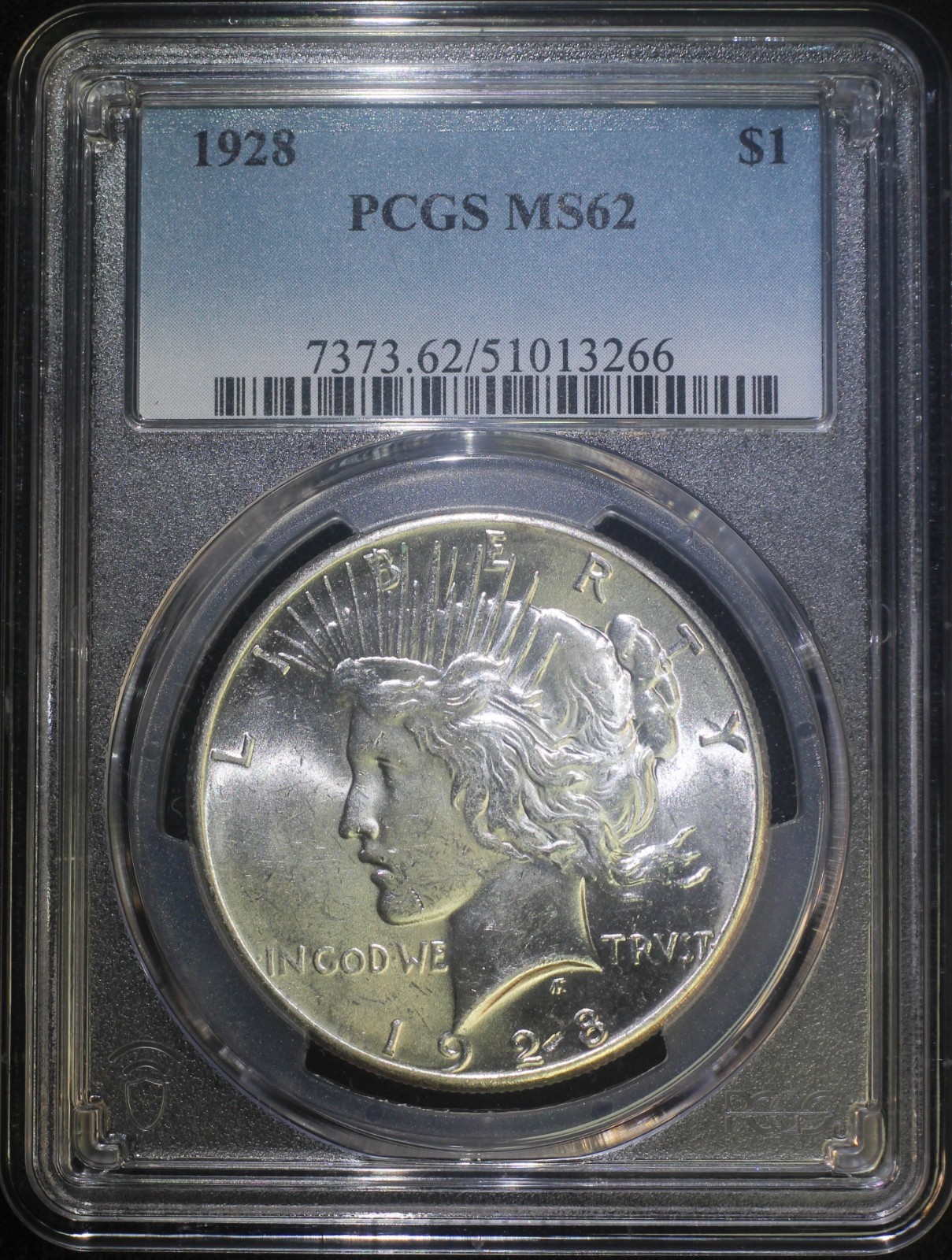 1928 P Peace Silver Dollar PCGS MS62 Well Struck Key Date Low Mintage Coin