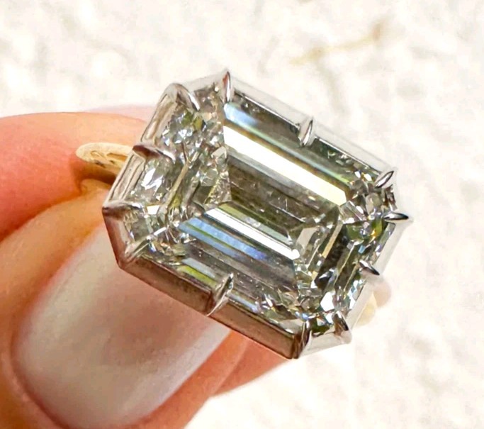 925 Silver, Stunning White Diamond Solitaire Ring, 6.60 Ct Certified Treated