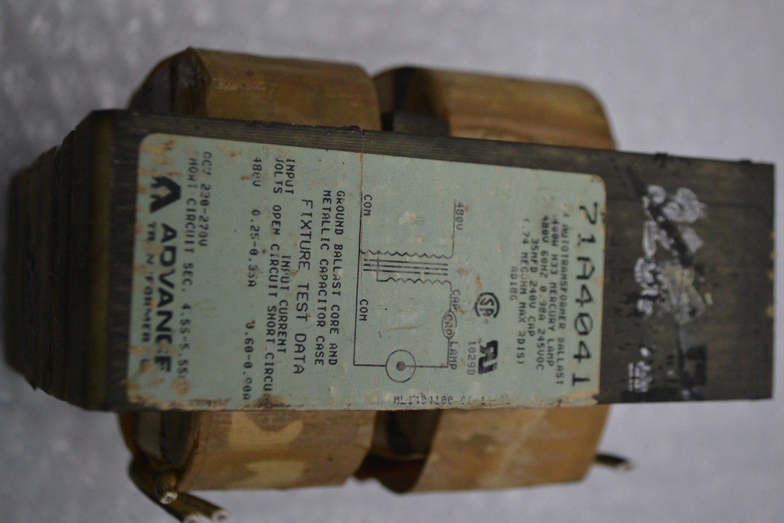 ADVANCE 71A4041 TRANSFORMER UNMP