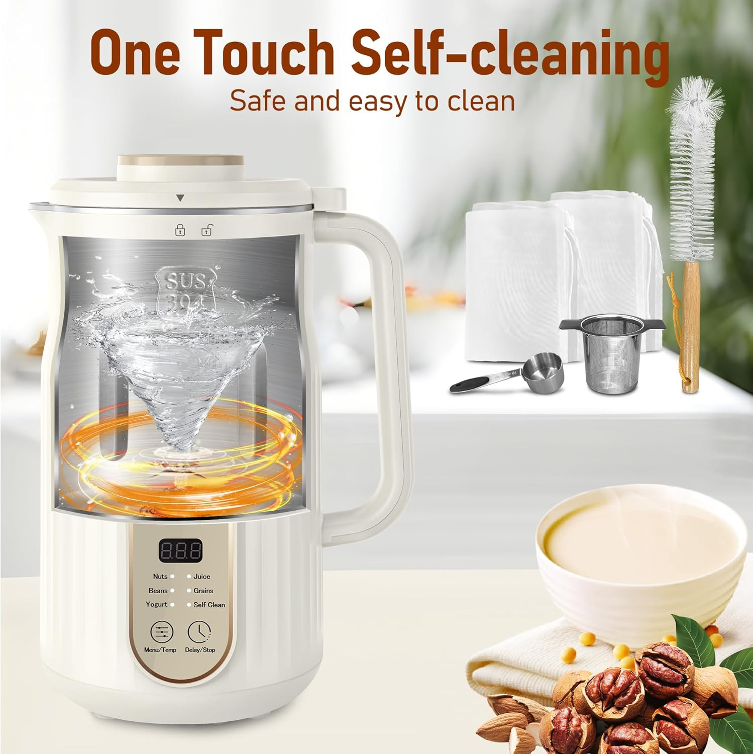 Nut Milk Maker, N2 Automatic Almond Milk Machine for Homemade Plant-Based Milk,