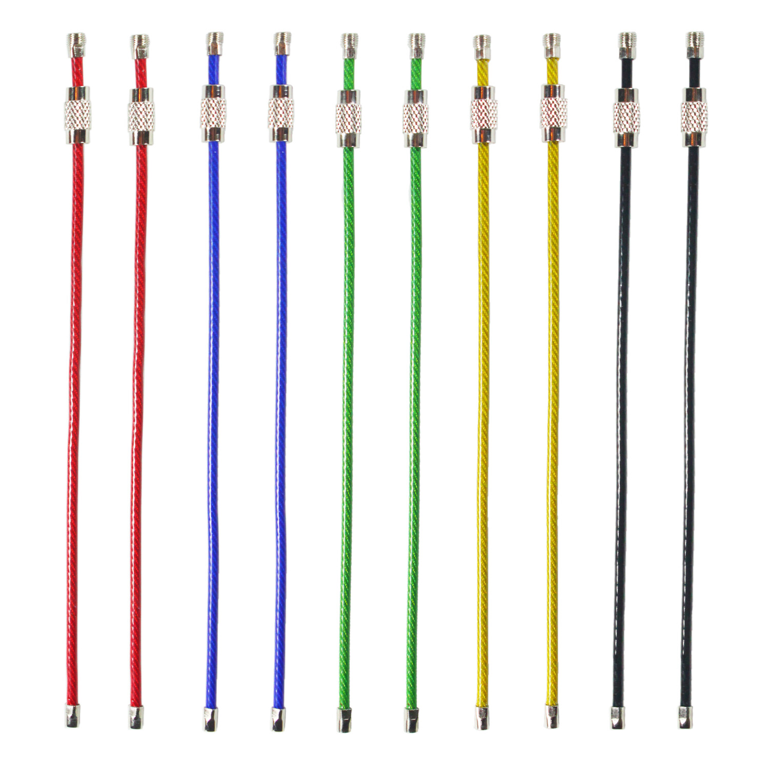 20pc Colored Nylon Coated Wire Keychain 16cm Cable Key Ring Loops Outdoor Hiking