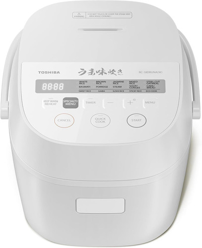 TOSHIBA OriginTaste Rice Cooker 10-Cup Uncooked, Fuzzy Logic, 15-in-1 White