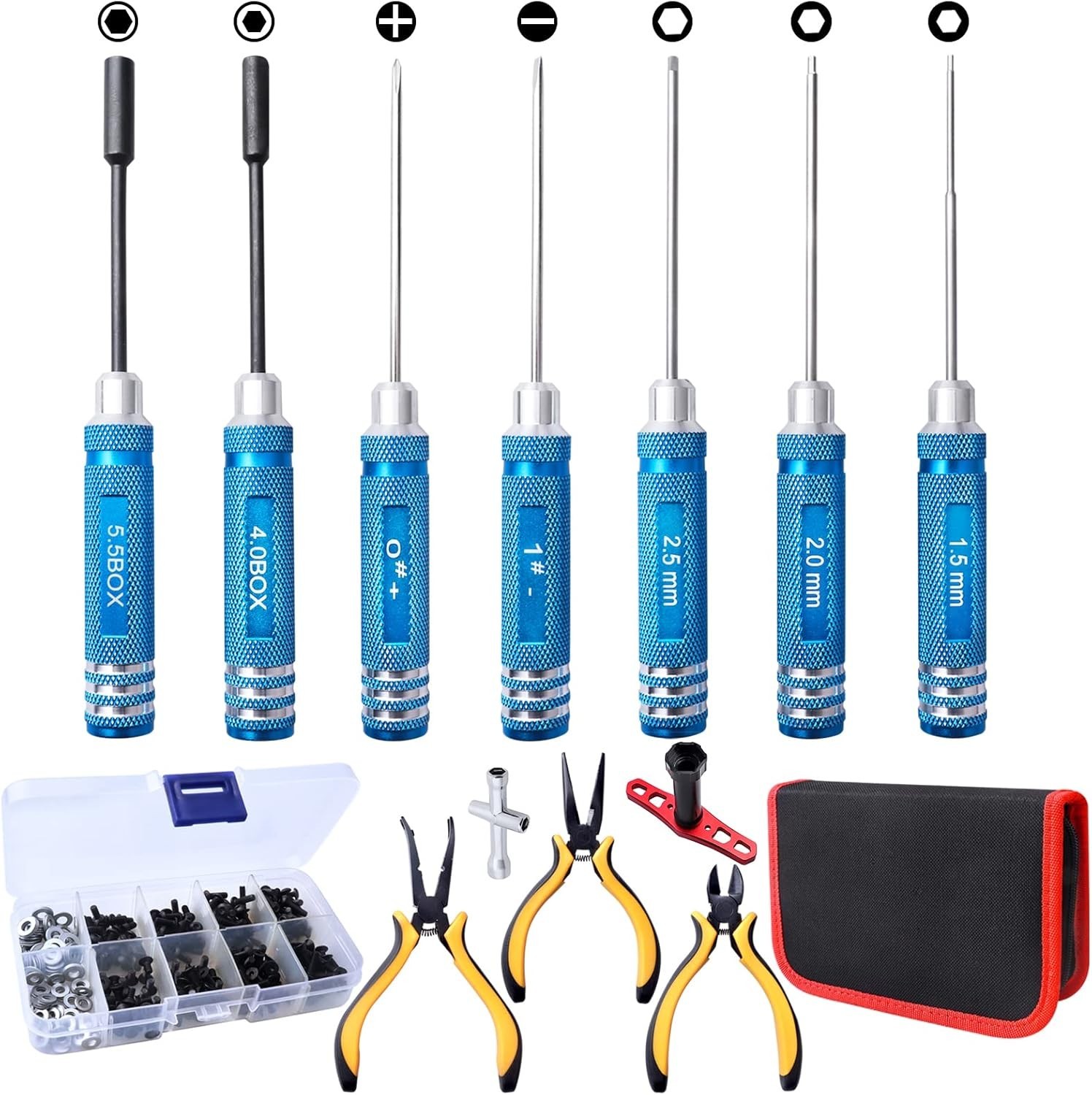 Versatile RC Tool Bag with Screwdrivers, Pliers, and Wrenches for Easy Repairs