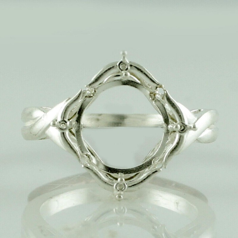 925 Sterling Silver 10mm Round Semi Mount Solitaire Ring For Wedding Ring