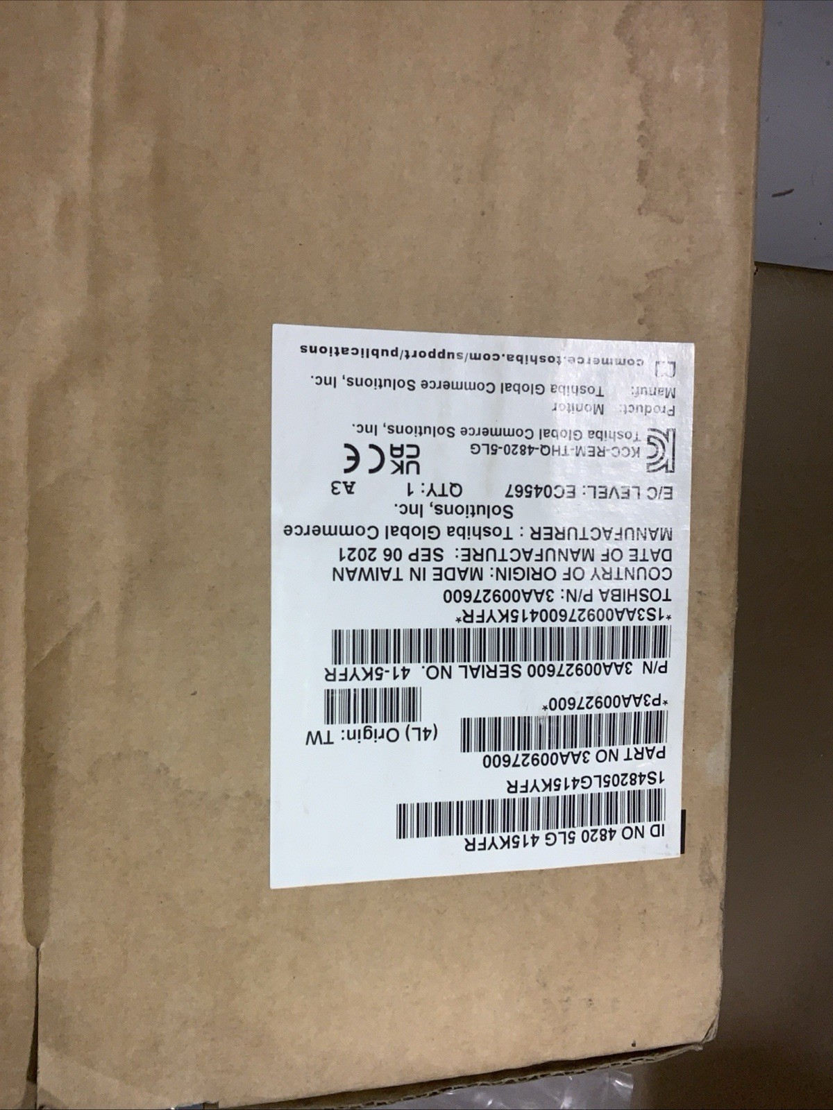 Toshiba TCx 6149-B0T 15" POS Touchscreen Display | 3AA02236600 NEW Read Descri