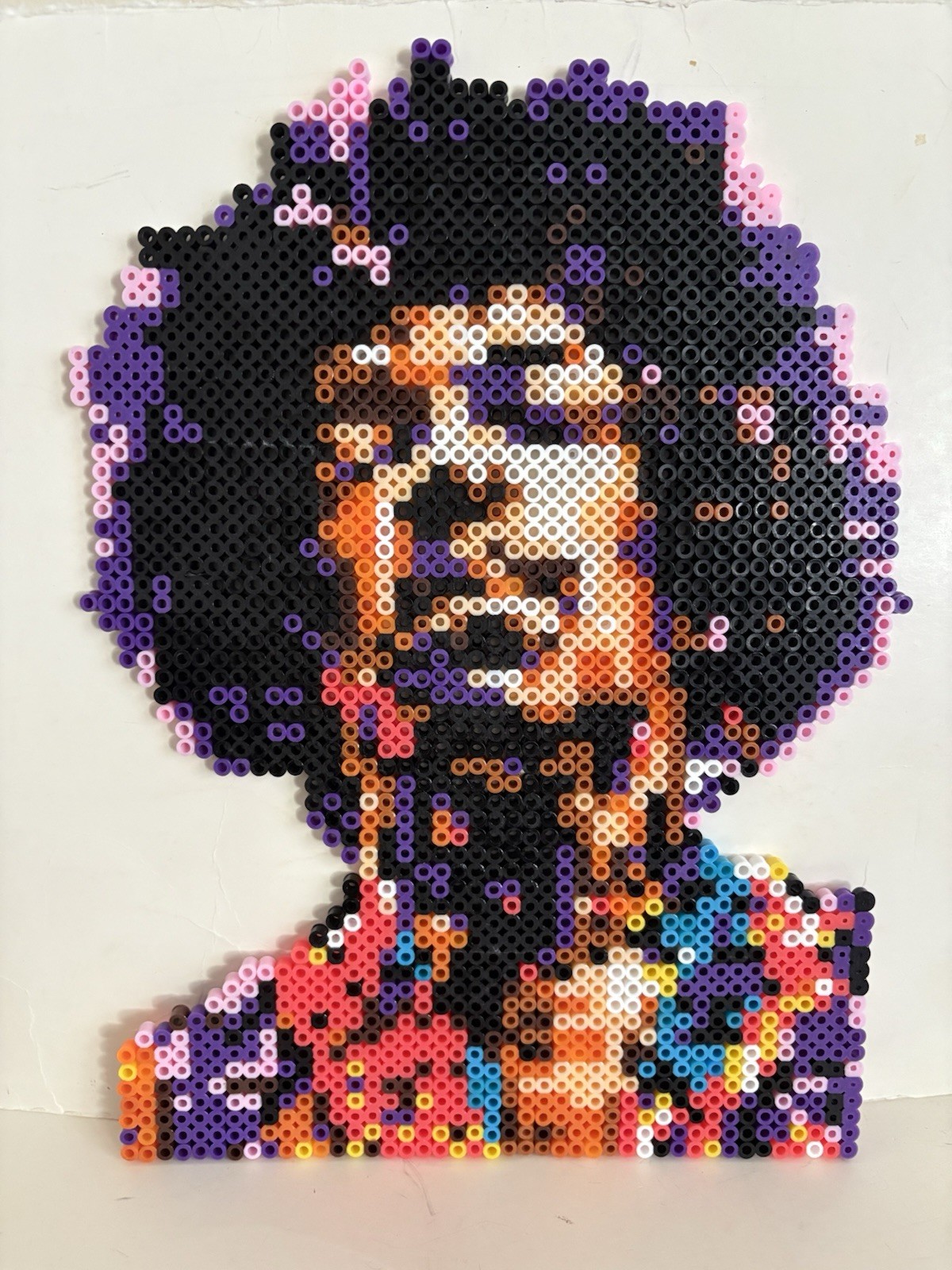 Jimi Hendrix Guitar Rock Legend Inspired Perler Bead Art Handmade 11.75"x8.75"
