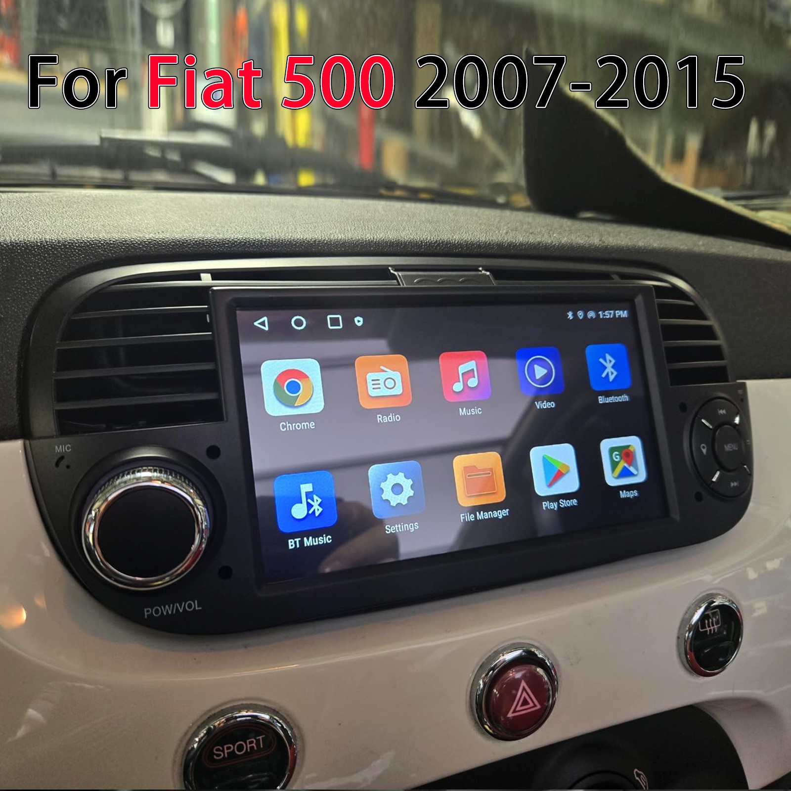 7" For Fiat 500 2007-2015 Apple Carplay Android 14 Car Stereo Radio GPS WIFI 64G