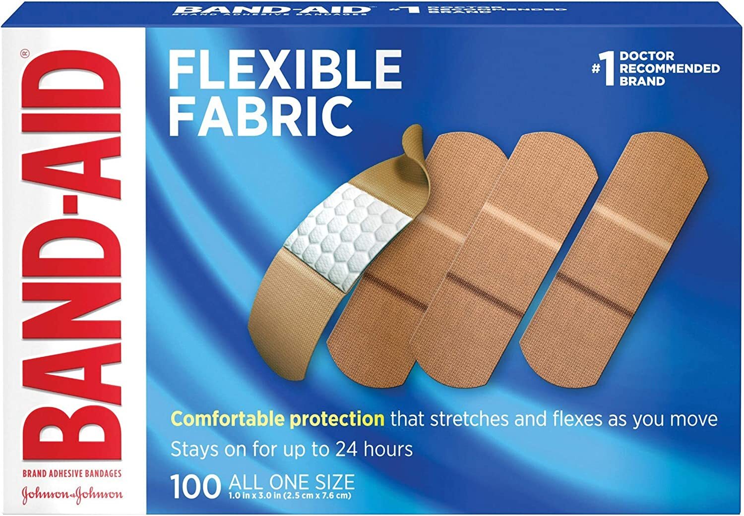 Band-Aid Bandages Flexible Fabric 1" x 3" 100ct