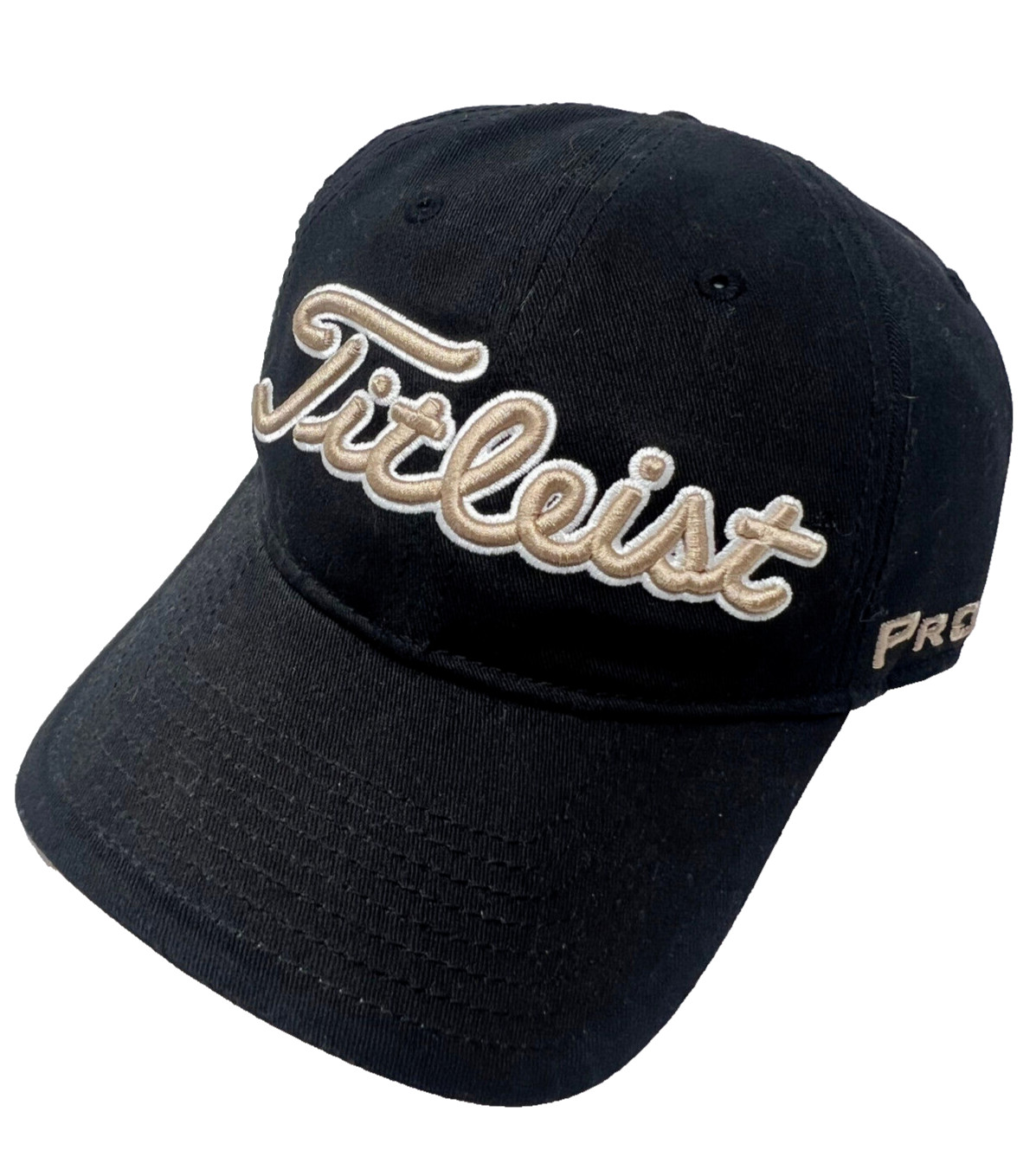 NEW! TITLEIST Men's 'PRO-V1' 'FJ' Tour Cotton Golf Hat-Black/Gold/White