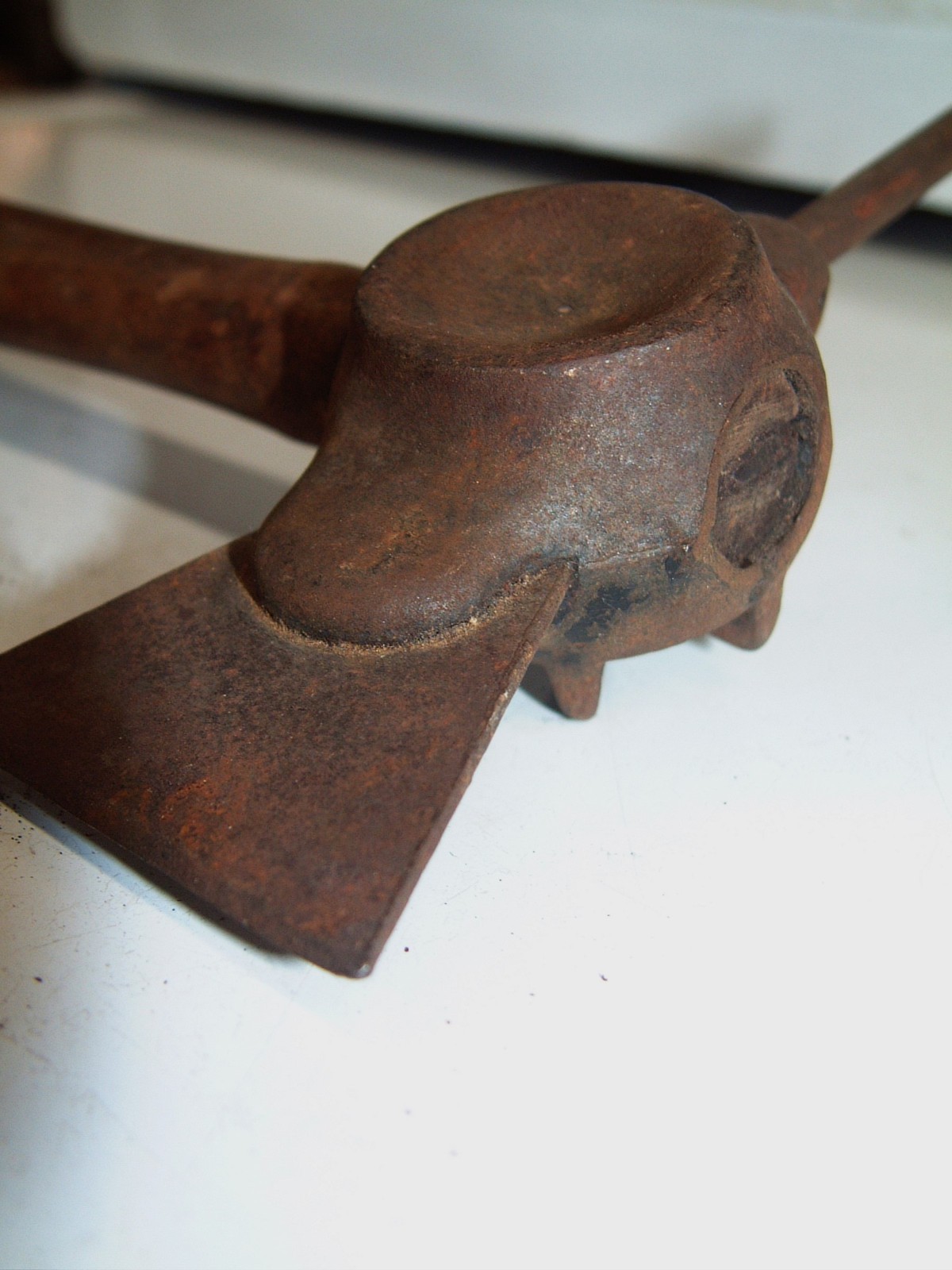 Primitive Hammer Ax Concave Leather Working Tool 11 in X 5 1/2 in
