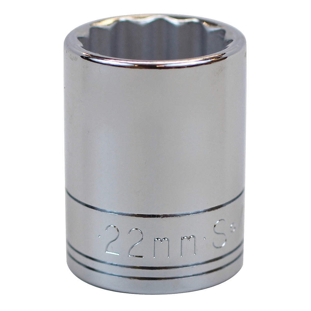 SK PROFESSIONAL TOOLS 40322 Socket, Steel, Chrome, 22 mm 13N749