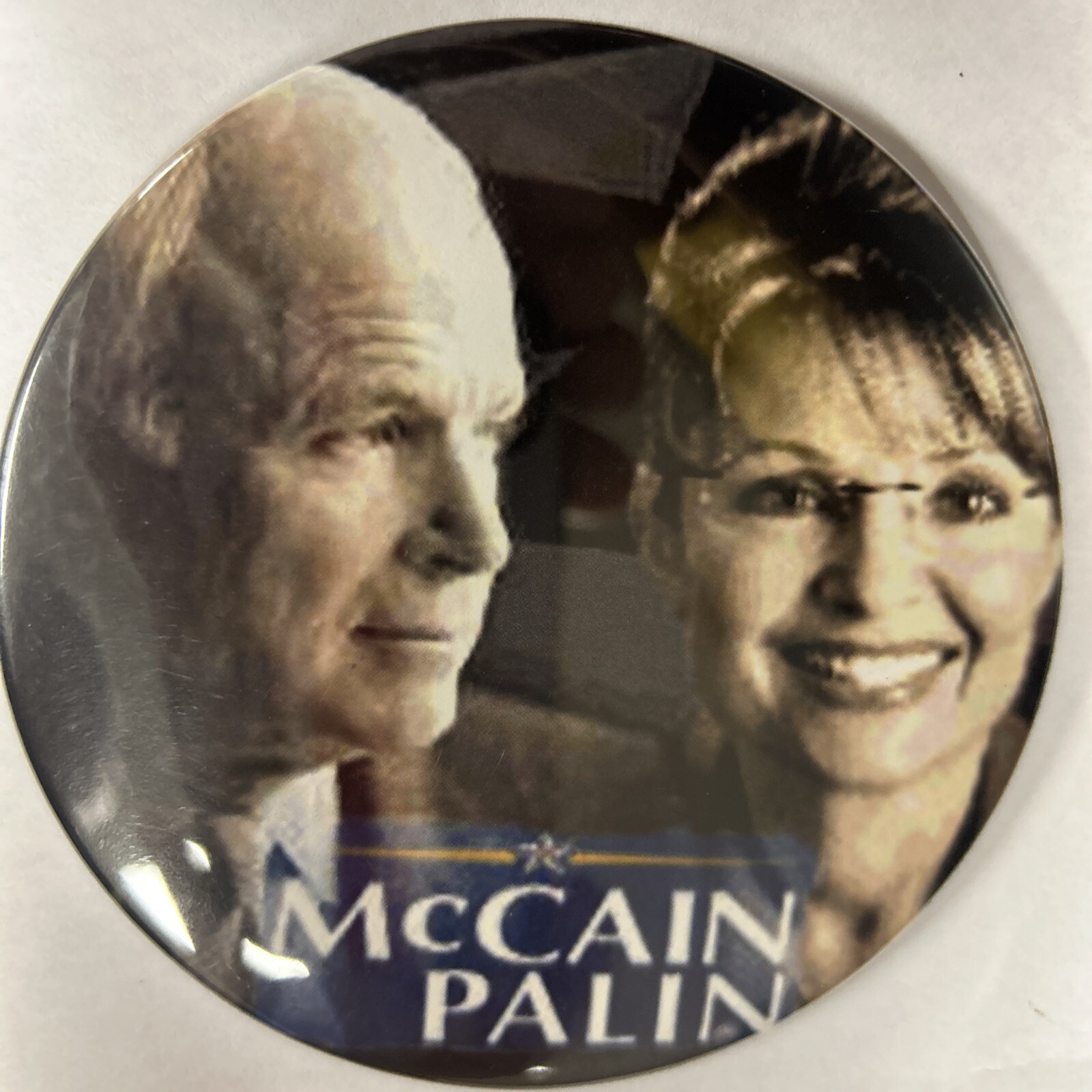 McCain Palin jugate  4” pinback button pin