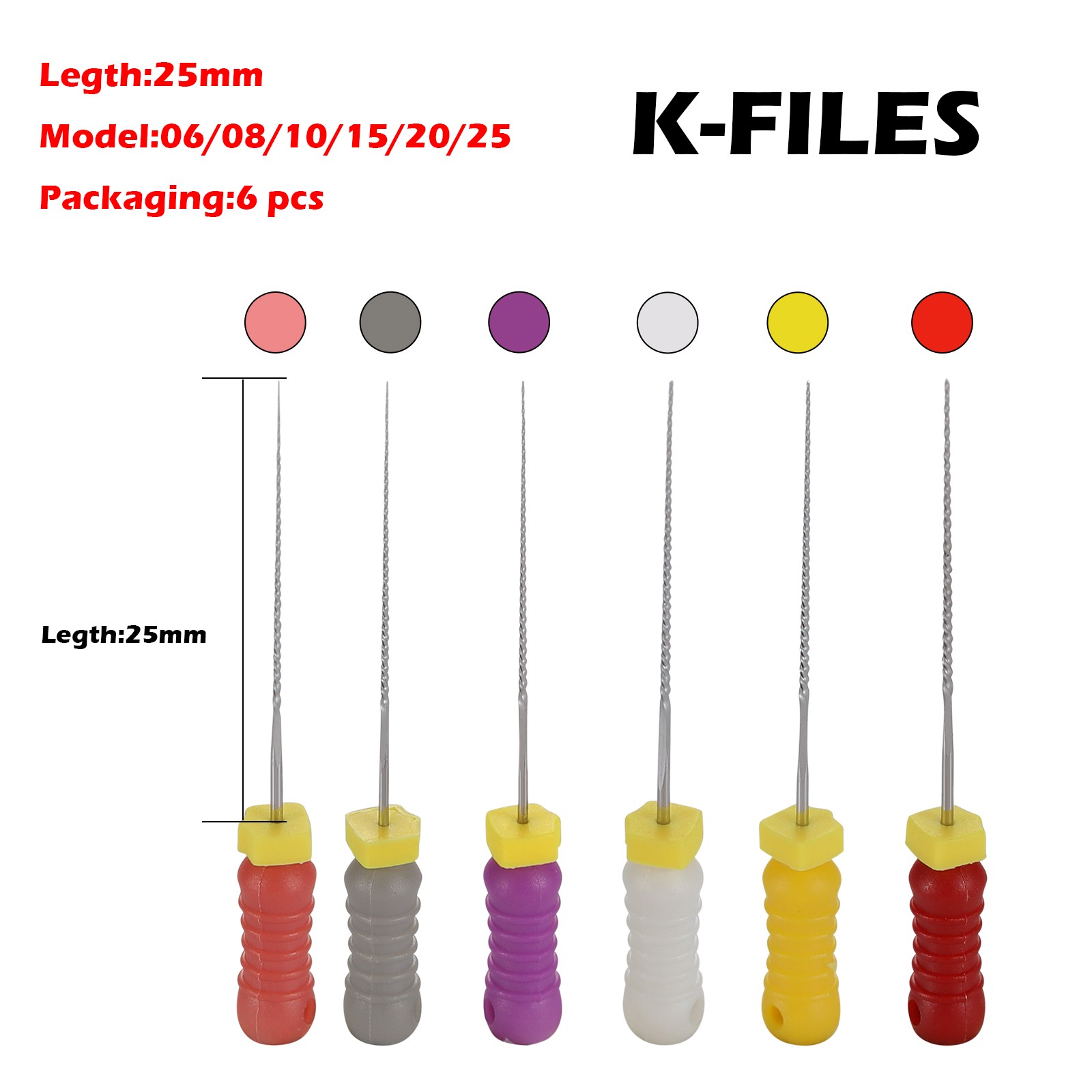 10 Packs Dental K-FILE 25mm Endodontic Hand Use Root Canal Files K-files