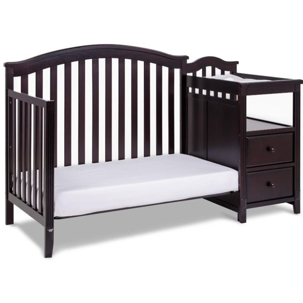 AFG Baby Furniture Kali 4-in-1 Convertible Crib w/ Toddler Guardrail Espresso