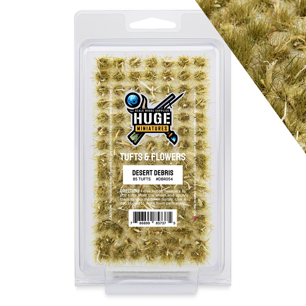 Huge Miniatures Debris Tufts, Desert Static Grass – 100 Self-Adhesive Tufts