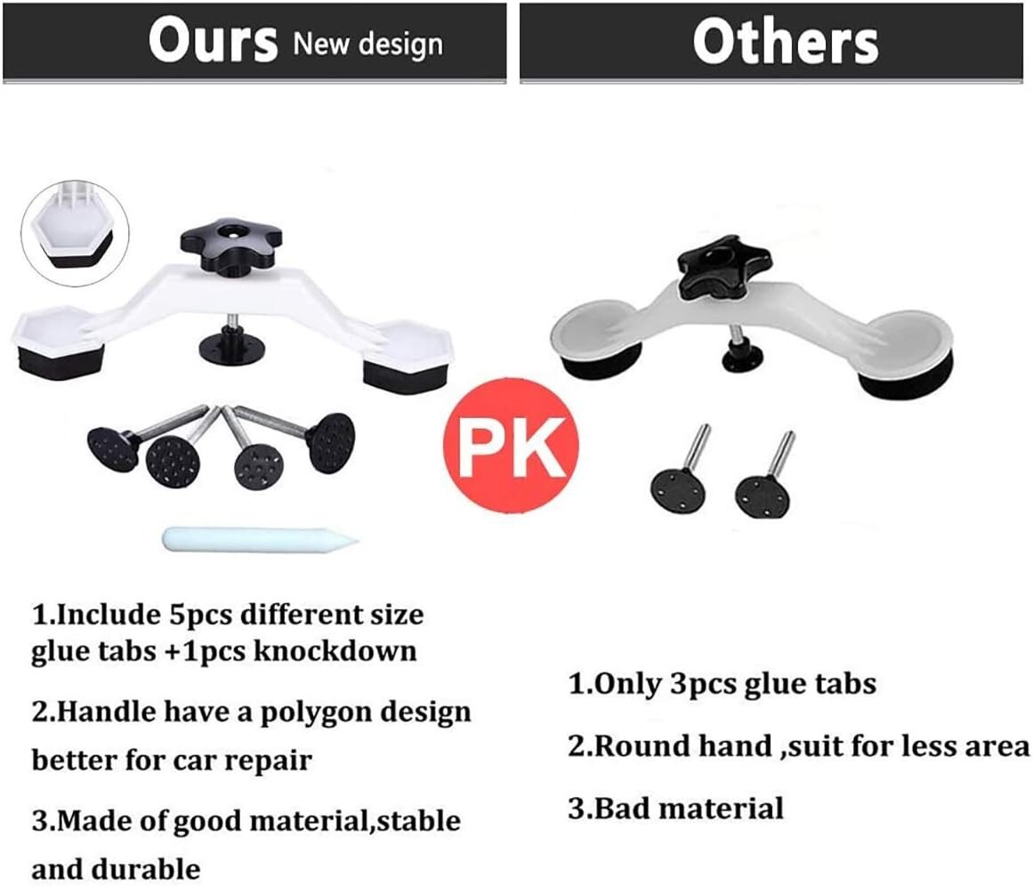 Durable 45-Piece Dent Puller Kit with Glue Gun - Easy Use for Any Skill Level