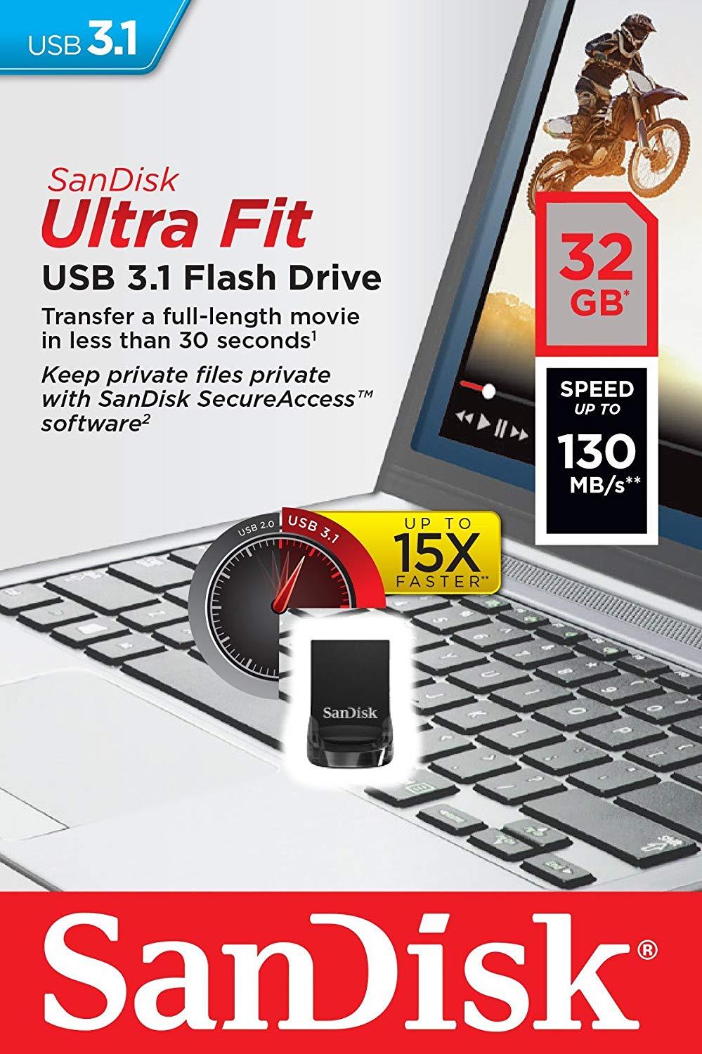 SanDisk 32GB 32G CZ430 Ultra Fit USB 3.1 Nano Flash Pen Drive SDCZ430-032G