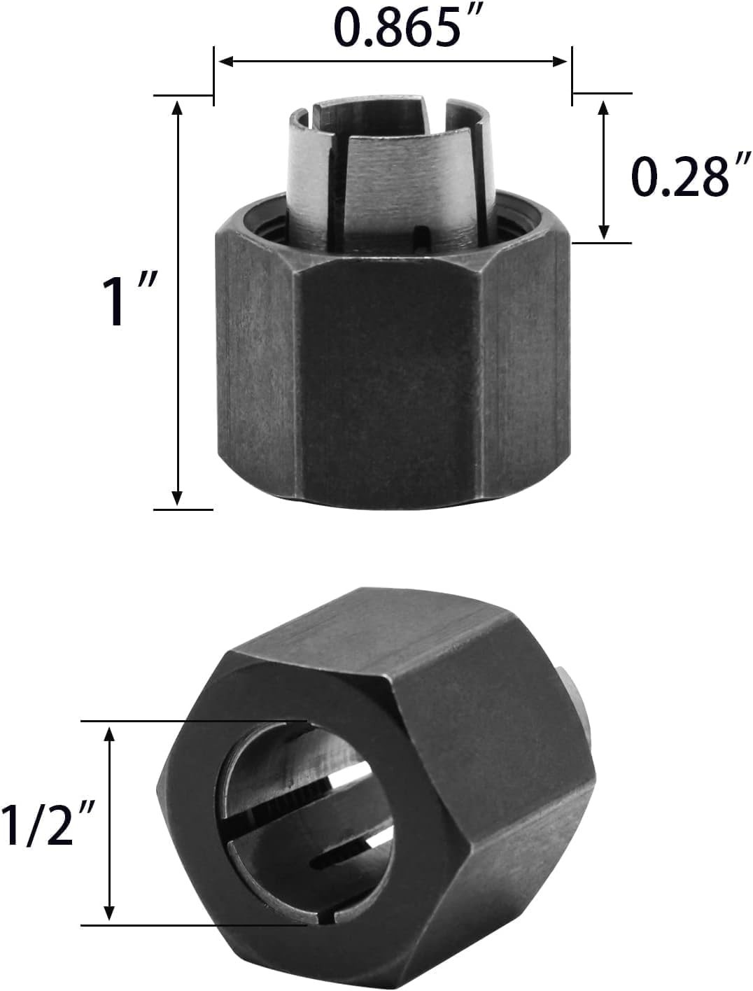 Versatile 1/4" & 1/2" Router Collet Set for Dewalt, Bosch & Hitachi