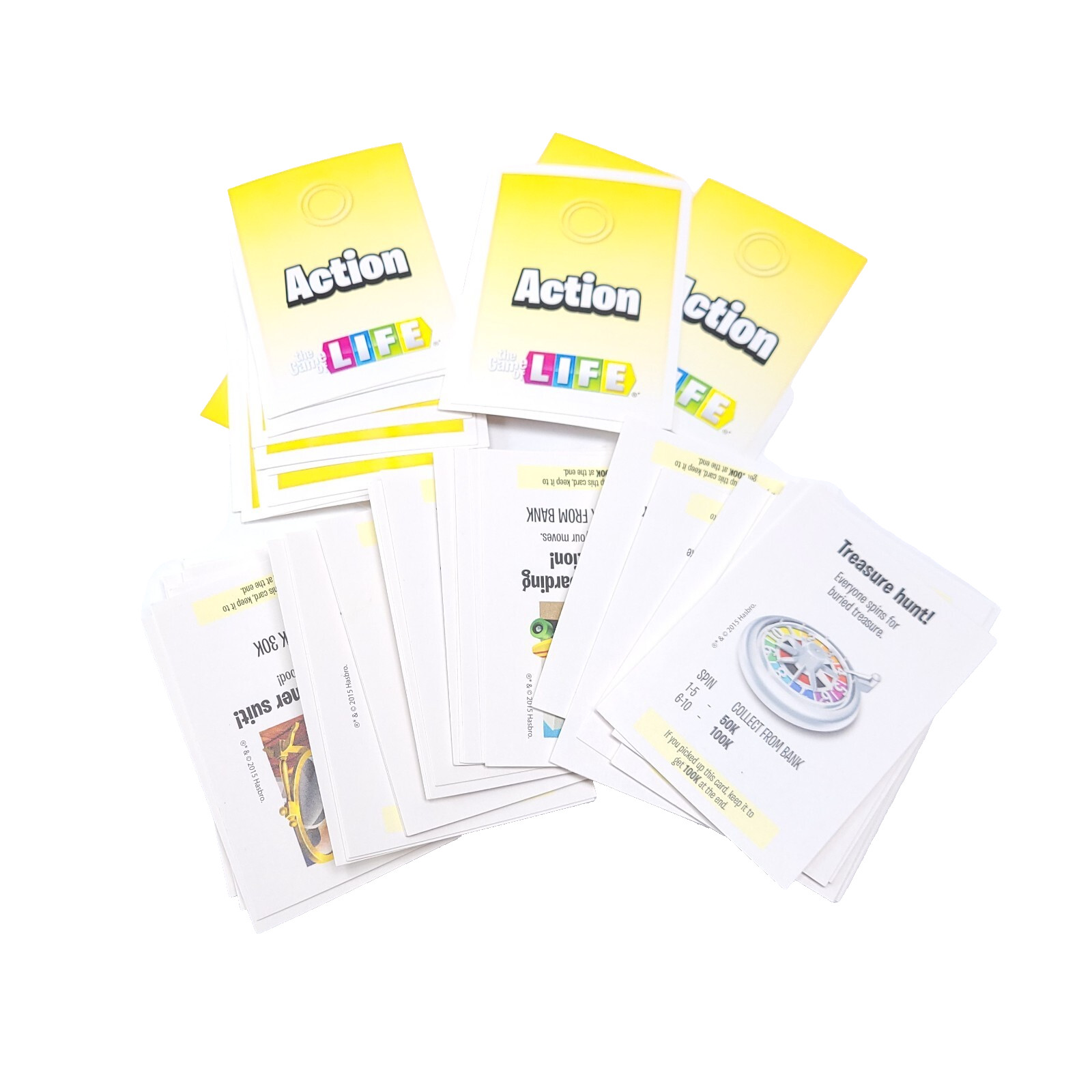 55 action cards -  THE GAME OF LIFE Spin To Win Replacement part used   (BG2)