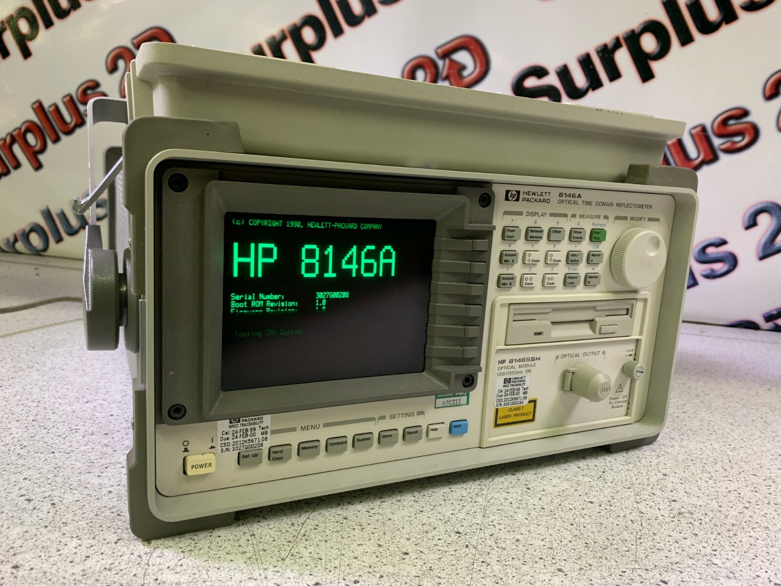Hewlett Packard 8146A Optical Time Domain Reflectometer Opt1 and Opt3 installed