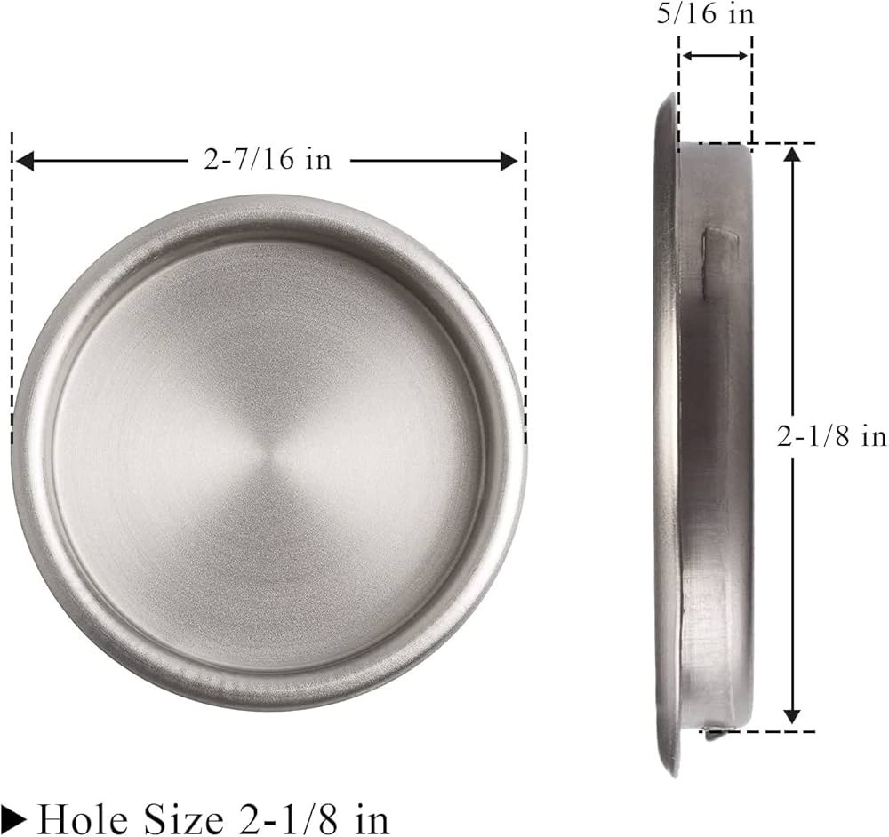 Closet Door Finger Pull Satin Nickel- 2-7/16” Easy Snap-in Circular close 2-pack