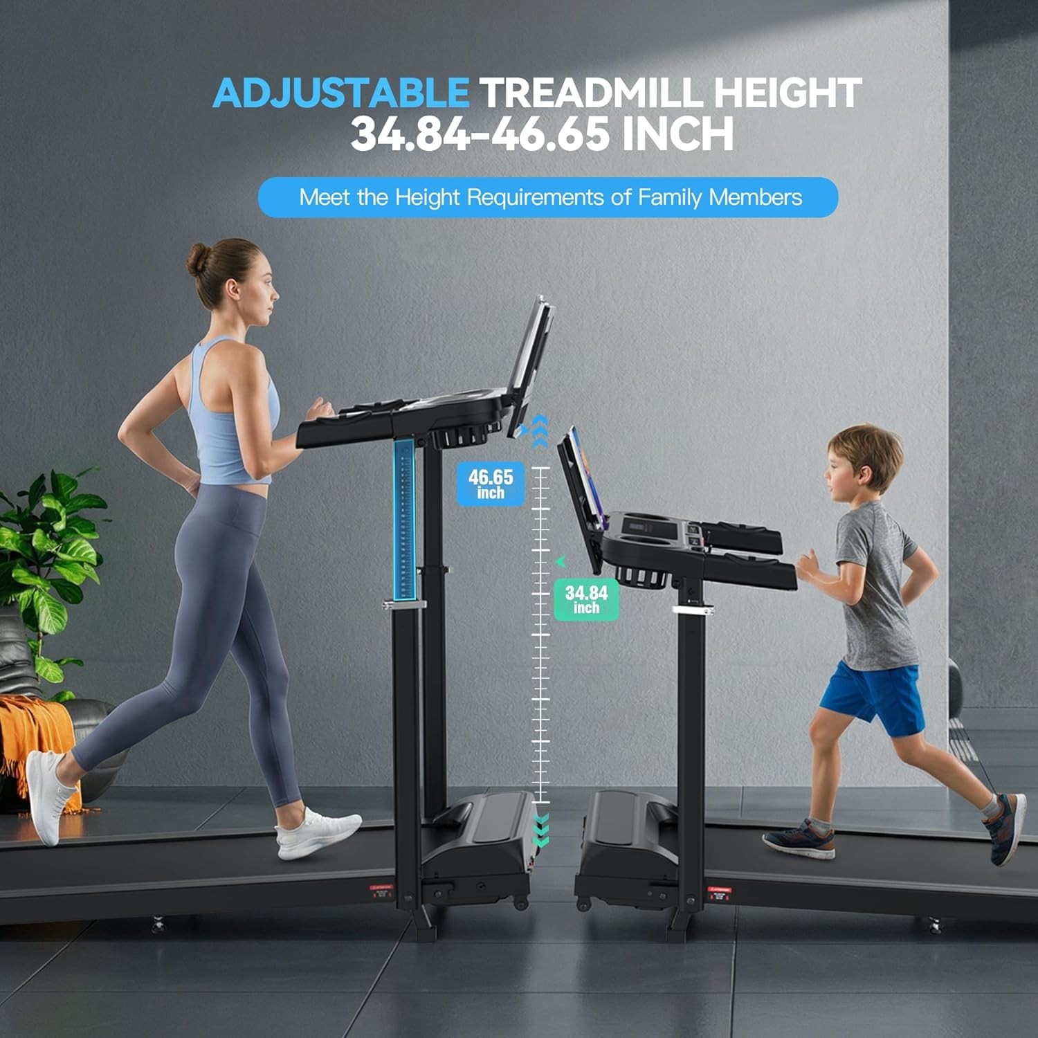 3.5HP Powerful Treadmill 15% Incline Walking Pad Quiet Walking Pad TreadmillGIFT