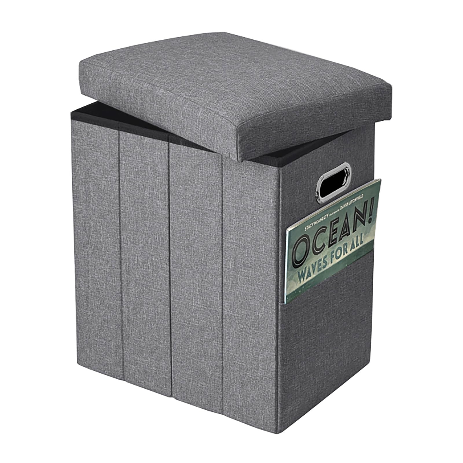 Tall Ottoman with Storage Collapsible Fabric Small Slim Folding Ottoman Furnitur