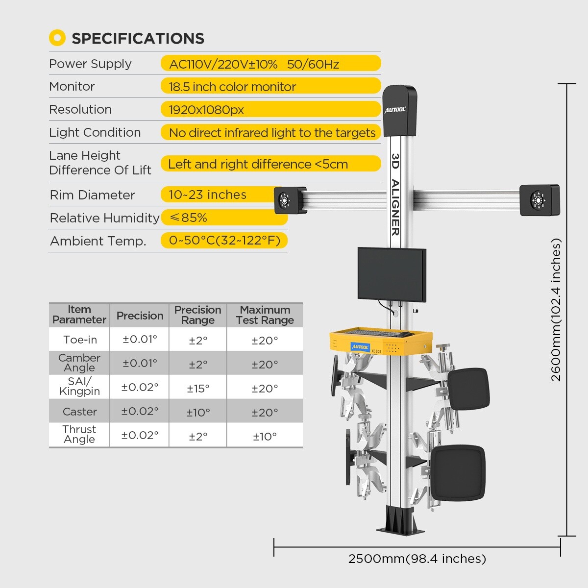 Wheel Alignment Machine Fully Automatic 3D Tire Aligner System Alignment Tool