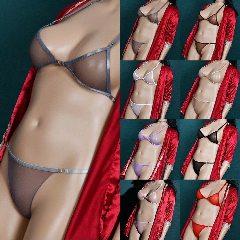Womens See Through Bra Set Sexy Ladies Ultra Thin Lingerie Underwear Panties Set