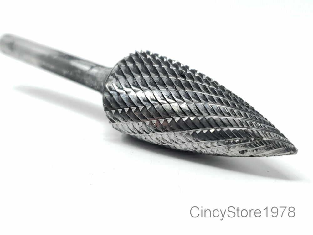 SG15D Tree Shape Tungsten Carbide Burr Bur Cutting Tool Die Grinder Bit 1/4"