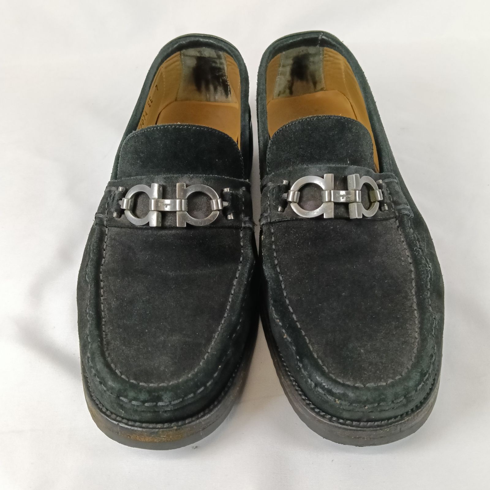 Ferragamo Dress Shoes Gancini Suede Loafers Black Around 7Ee Limited Edition VHT