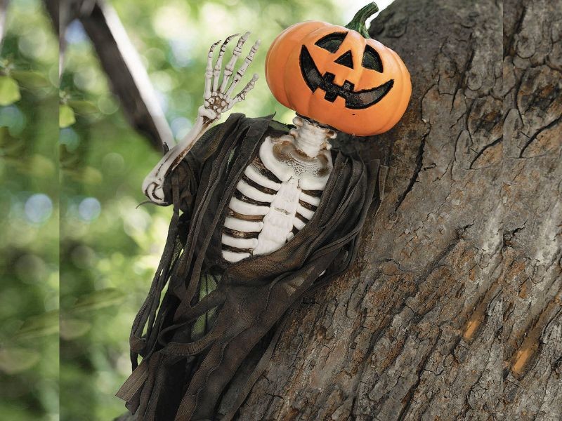 Hanging Jack-O'-Lantern Pumpkin Halloween Prop 17" Creeper Decor Tree Hugger