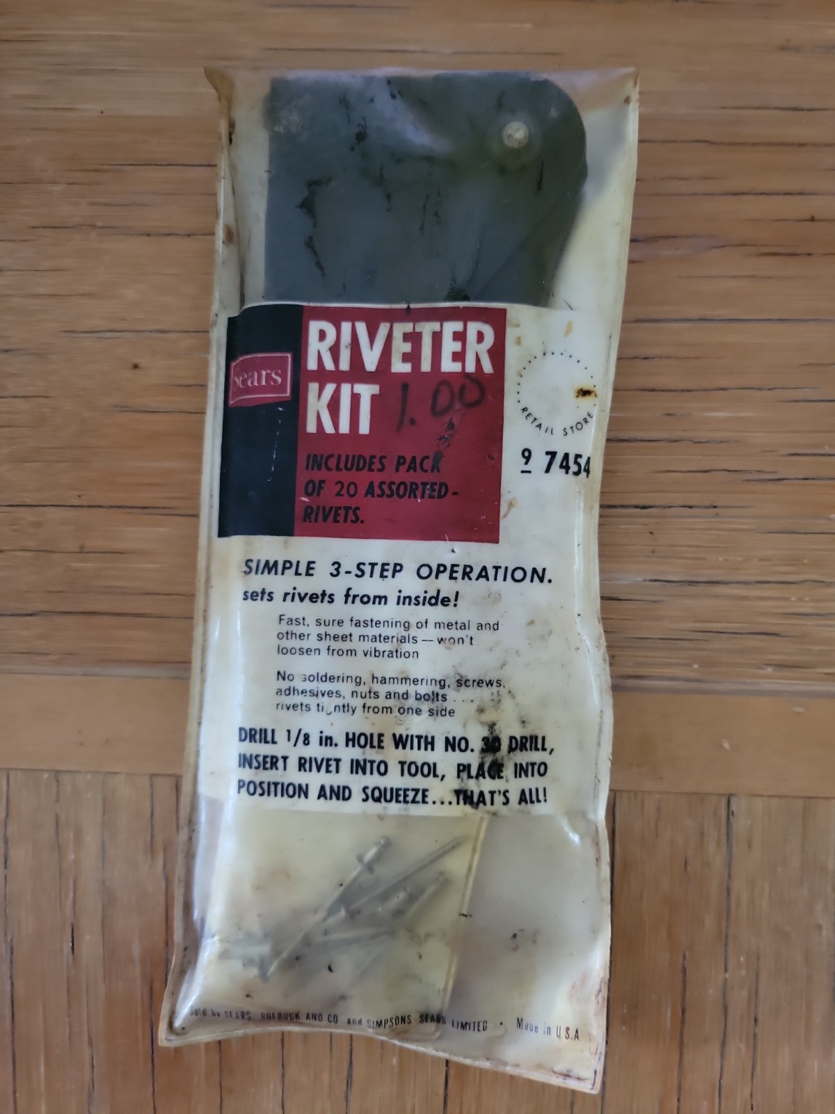 Vintage Sears Rivet KIT 974541 Vintage Hand Tool Rivets In Original Package