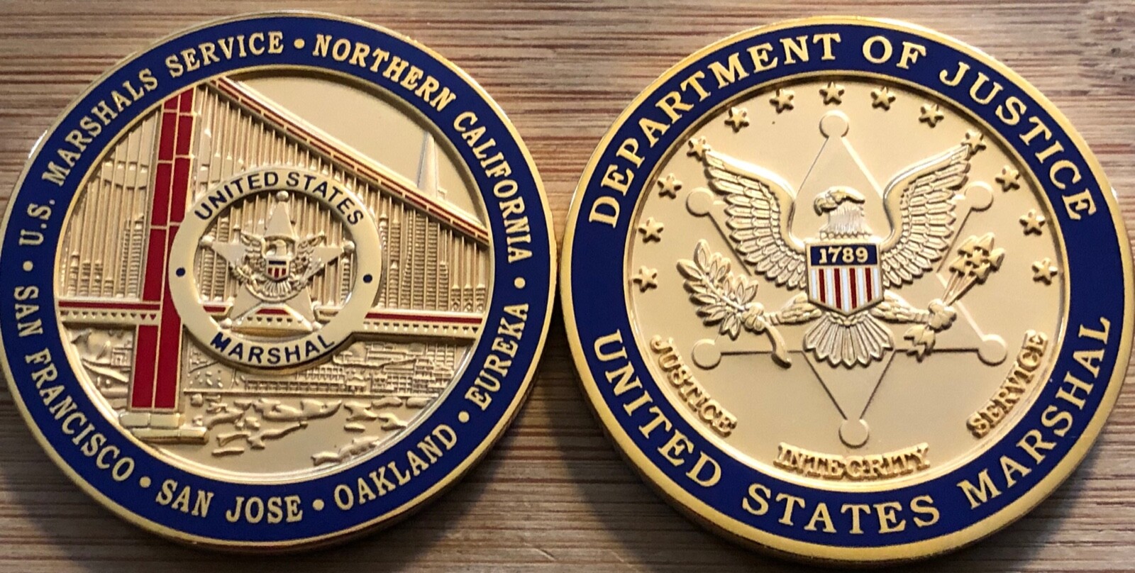 US Marshals Service - Northern District of CA Golden Gate Gold challenge coin