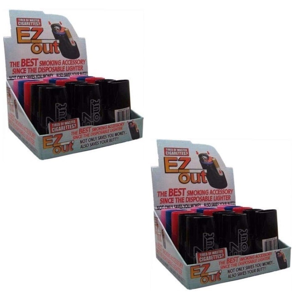 2 Boxes of EZ Out Lighter & Cigarette Holder 4 Colors, 15 Pcs/Box (Total 30 Pcs)