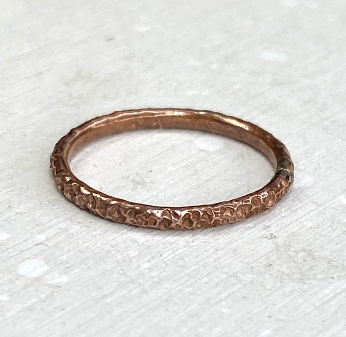 Copper Ring Stackable Hammered Rings band Size 6.5 Wedding Ring Unisex thin 2mm