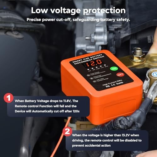 Kill Switch for Car - 12V Remote Battery Disconnect Switch Smart Orange Led