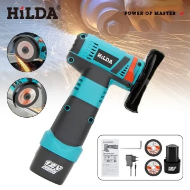 HILDA 12V Cordless Mini Angle Grinder Cutting Polishing Tool w/ Battery