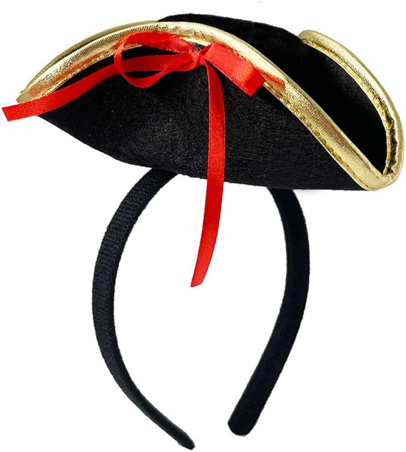 Halloween Headband Caribbean Pirate Tricorn Hat Headbands Mini Top Hat Hairbands