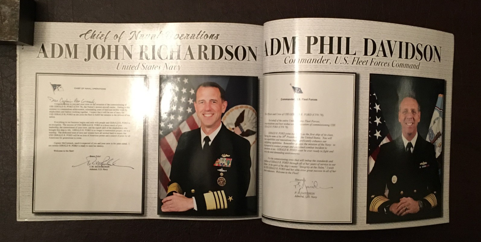 USS GERALD R. FORD (CVN 78) - OFFICIAL COMMISSIONING CEREMONY BOOKLET - 2017