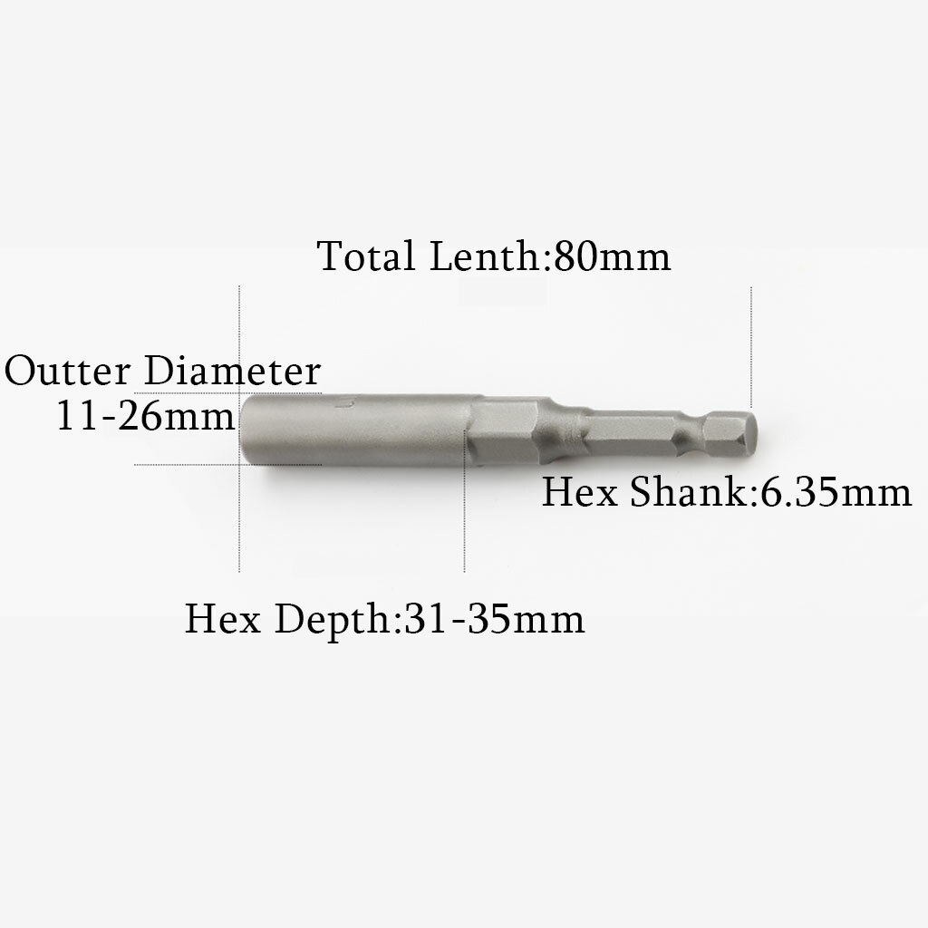 6-19mm 1/4" Hex Drive Socket Long Reach Impact Nut Bolt Hexagonal Socket