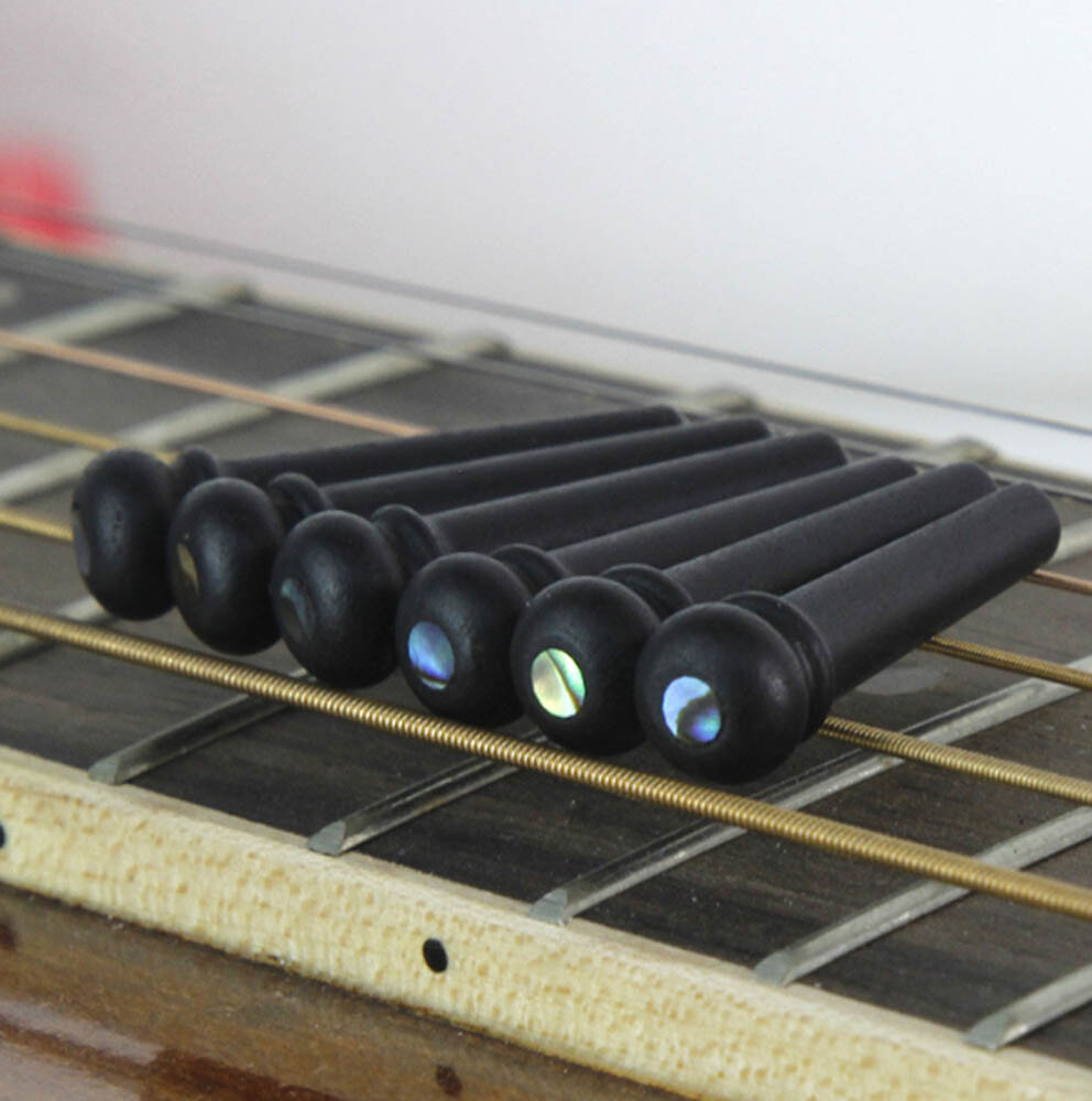 6Pcs For Acoustic Guitar Ebony Guitar Bridge Pins With Abalone Dot Acc USA