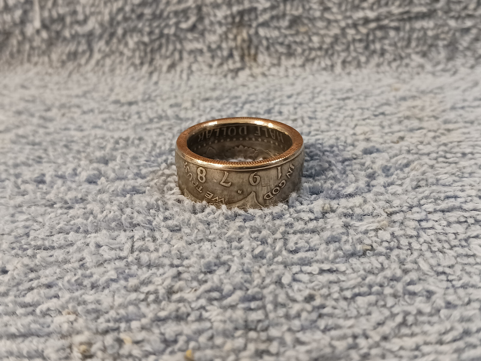 1978 Kennedy Half Dollars  size 9   coin ring  Handmade mixed metals