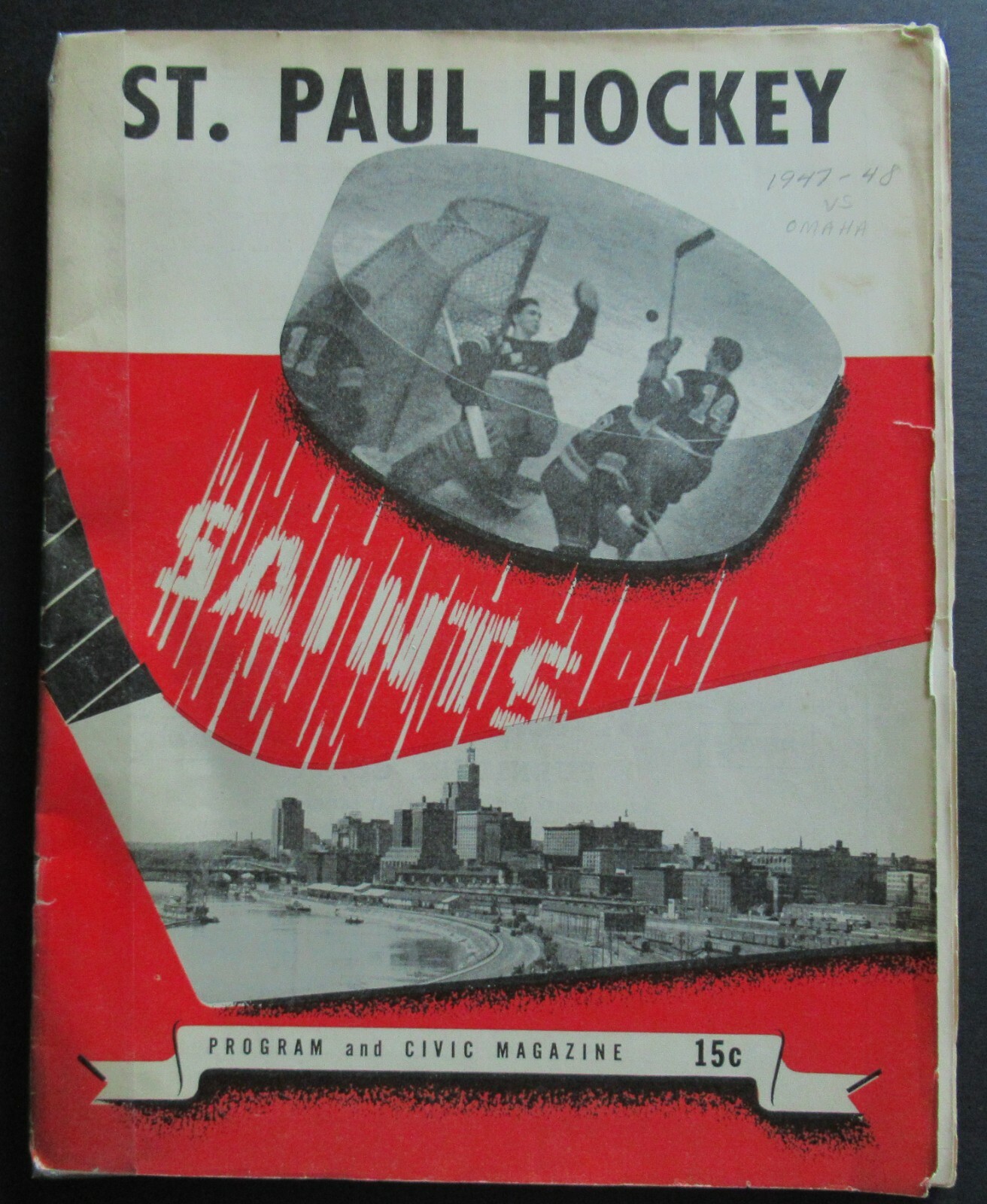 1947-48 St. Paul vs Knights Hockey Program, 17 Year Old Sawchuk's 18th Game Ever