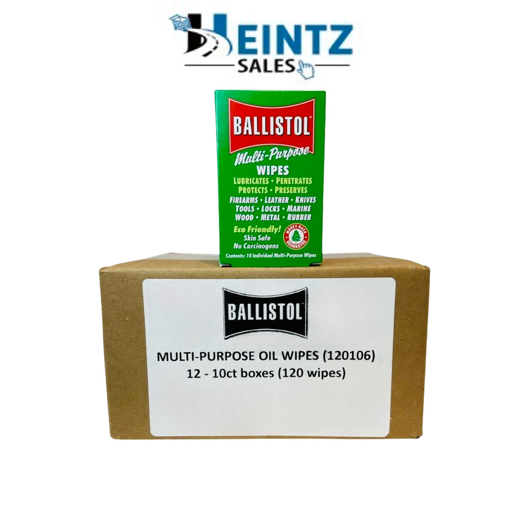 Ballistol Case of 12-10pc box of Multi Purpose Gun Cleaning wipes-Preserving Oil