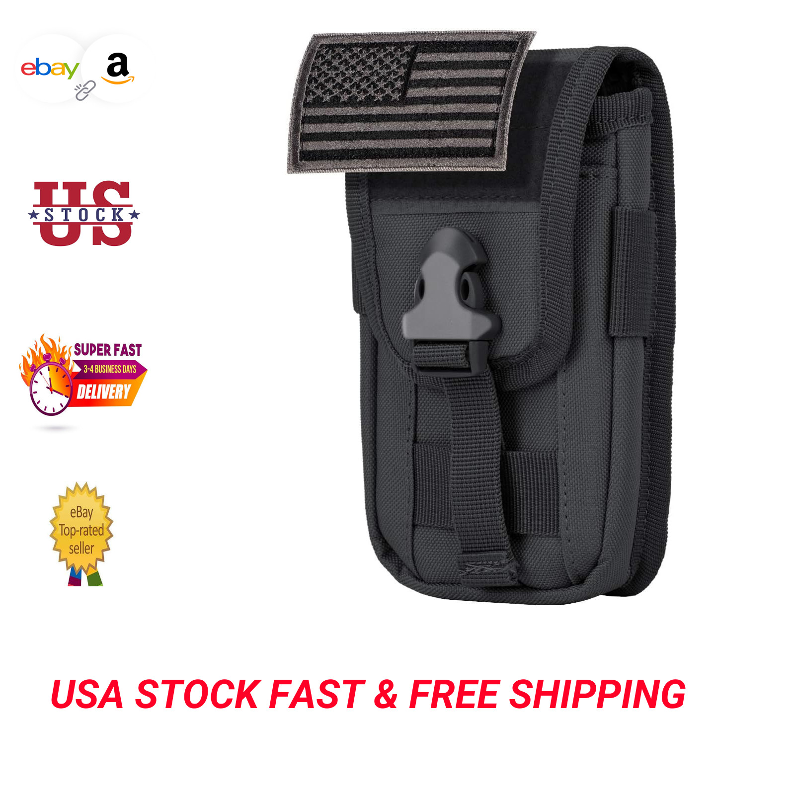 Tactical Phone Holster Pouch Water-Resistant Nylon Molle Belt Holder Carry Case