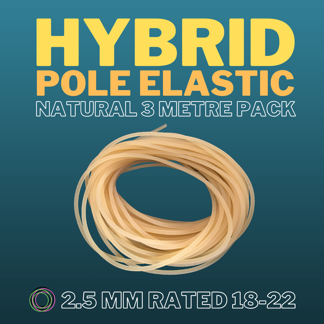 Hybrid Pole Fishing Elastic *New* Size 18-22 Natural (2.5mm) 3M - Match Fishing