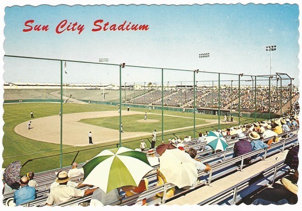 Vintage Sun City Stadium Arizona Softball Baseball Postcard