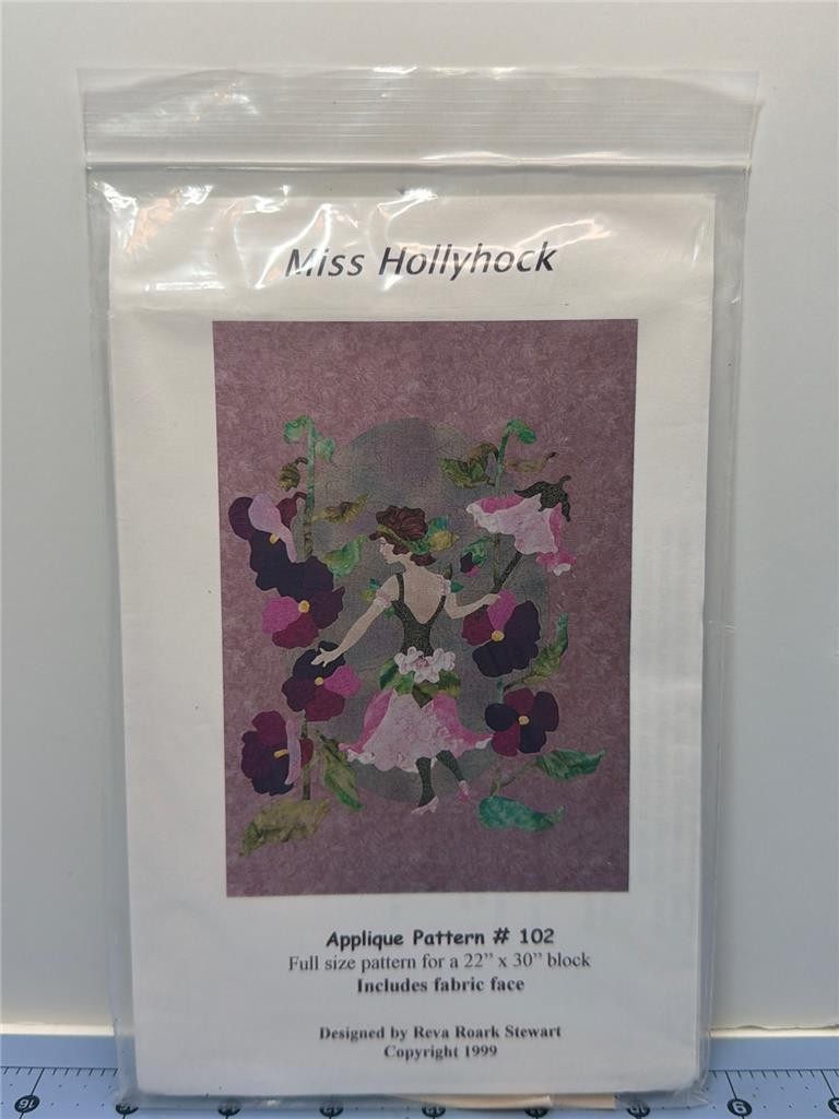 REVA ROARK STEWART Applique Quilt Pattern - #102 MISS HOLLYHOCK w/Face Inc.